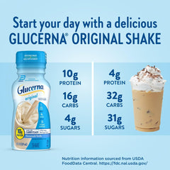 Glucerna Original Vanilla bottle back lists vitamins and minerals.