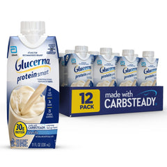 Glucerna Protein Smart Vanilla bottle offering diabetes-friendly ready-to-drink nutrition.