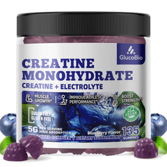 GlucoBio Creatine Monohydrate Gummies easy-dosed packs highlight simple consumption.