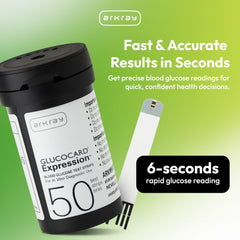 GLUCOCARD Expression blood sample 0.8 µL enables comfortable testing.