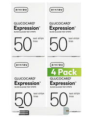 GLUCOCARD Expression test strip packaging enables simple at-home testing.