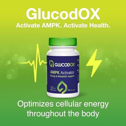 GlucodOX AMPK activator bottle side view showing bottle profile
