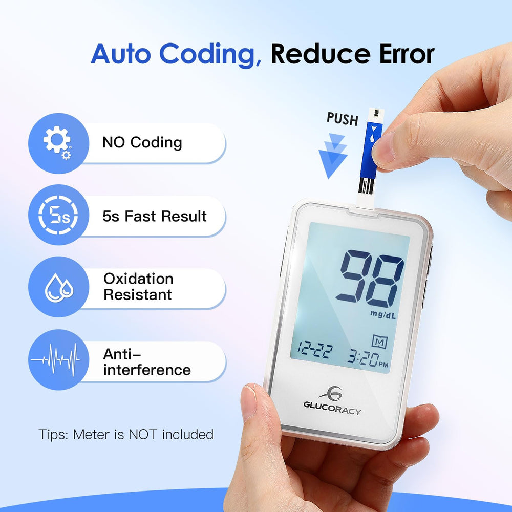 Glucoracy G-425-2/G-425 auto-absorption feature supports quick testing