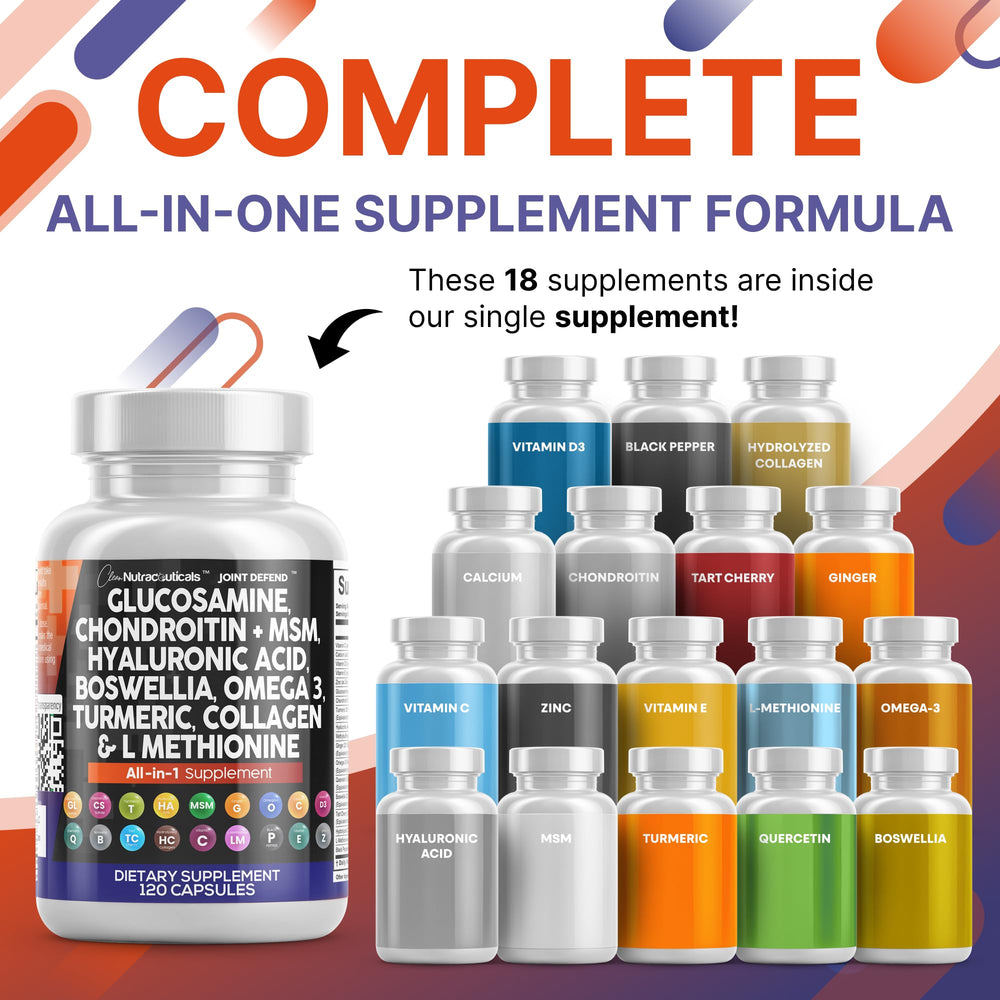Glucosamine Chondroitin MSM 1500mg capsules for joint structure support.