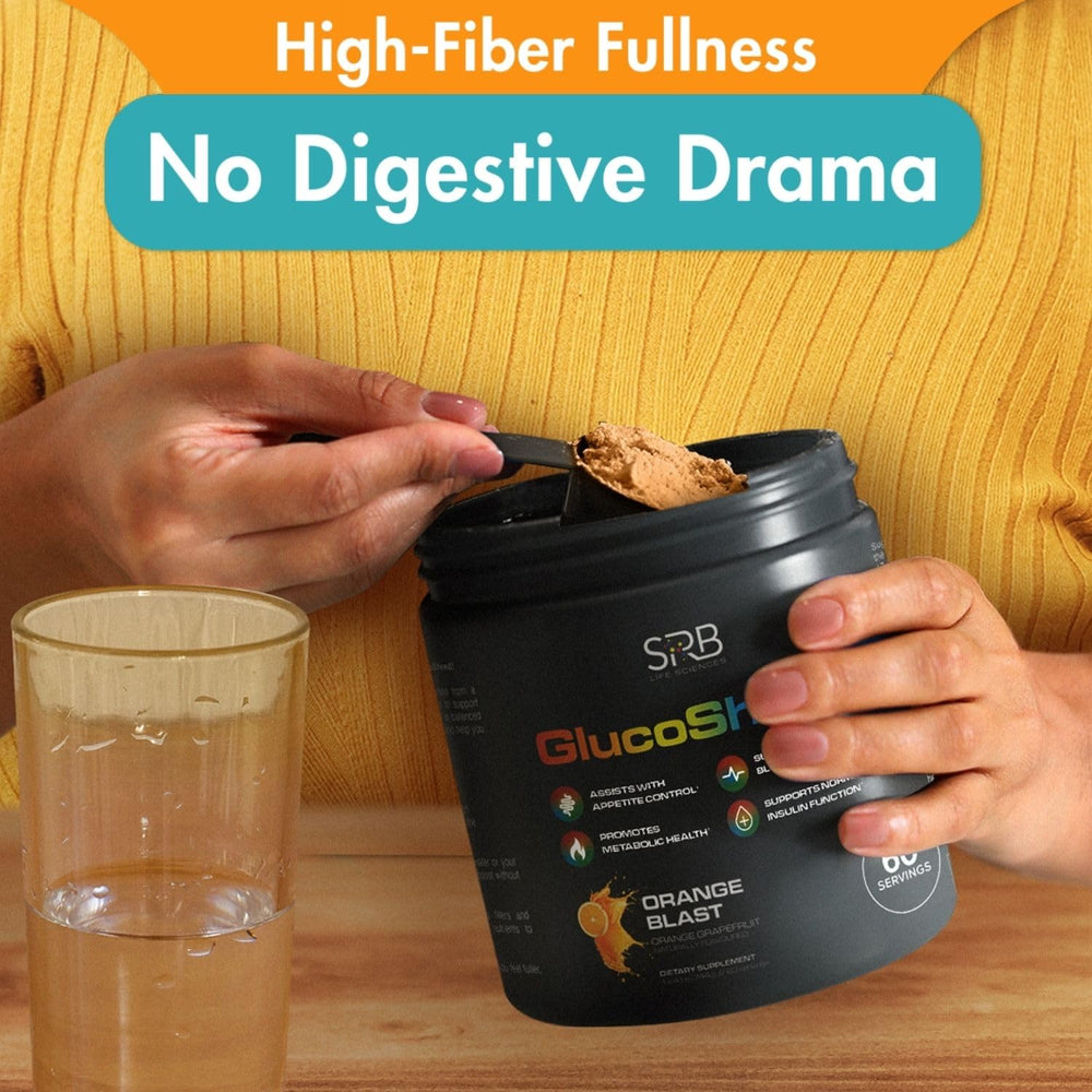 GlucoShred Advanced GLP-1 fiber blend emphasizing fullness and gut health