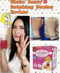 Gluta Berry label close-up showing glutathione and collagen benefits