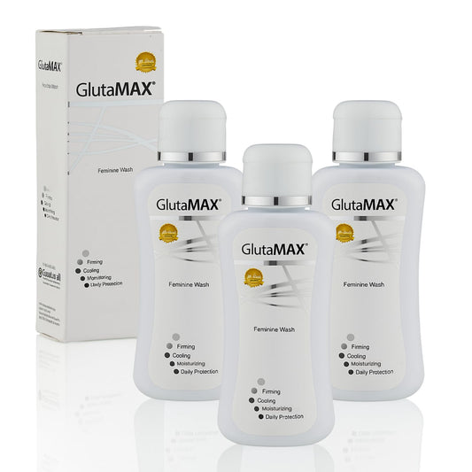 GlutaMAX Tone and Firm Wash bottle ready for travel, offering daily freshness.