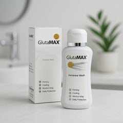 GlutaMAX Tone and Firm Wash foam close-up demonstrates gentle daily cleansing.