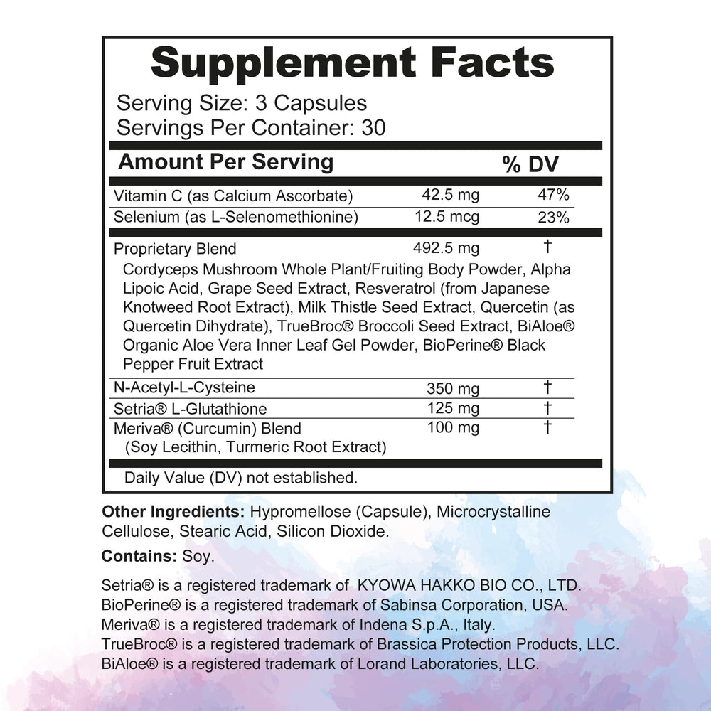 Glutathione Amino Complex Meriva Curcumin blend image highlighting enhanced absorption.
