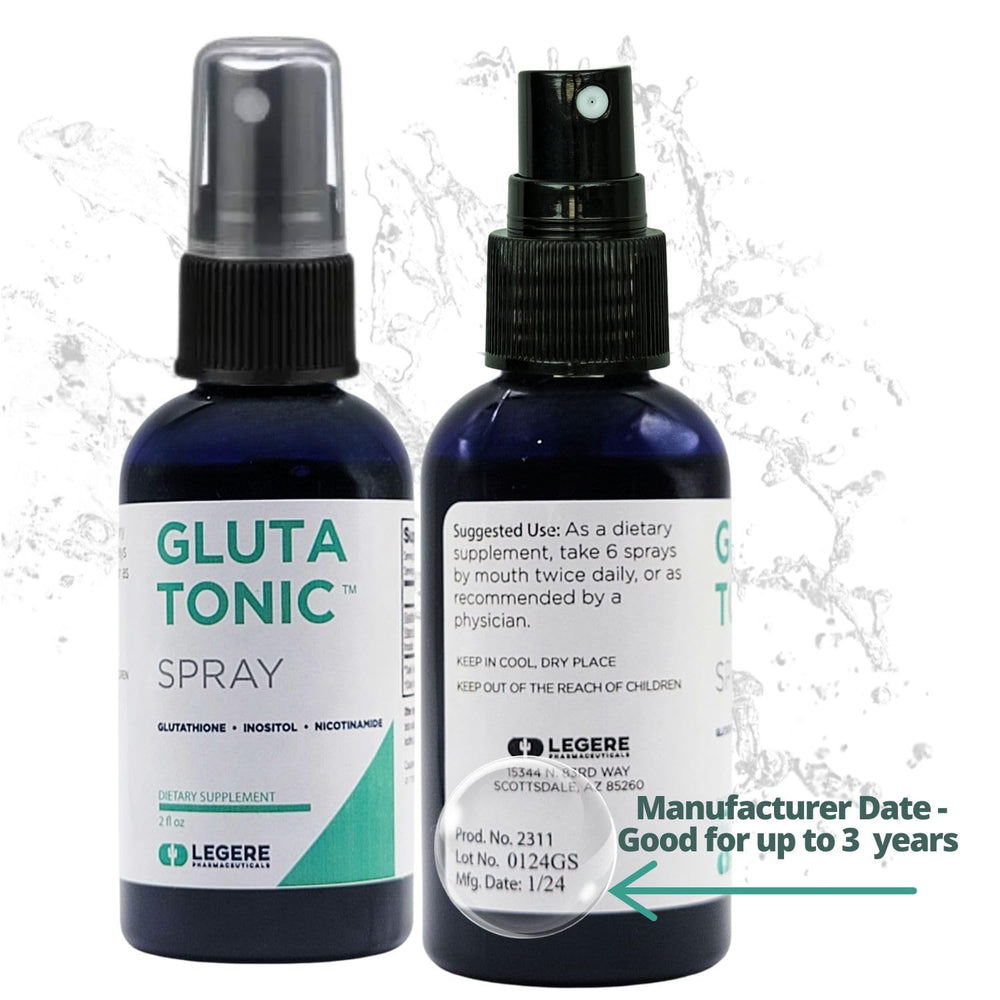 Glutatonic Legere non-stimulant formula label for gentle daily use.