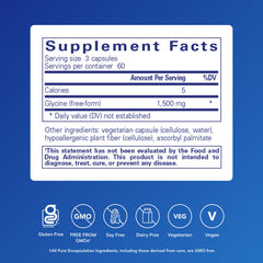Pure Encapsulations Glycine capsules close-up highlighting liver detox support.
