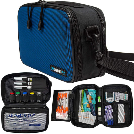 GMS ChillMed Elite travel case keeps insulin pens organized for travel.