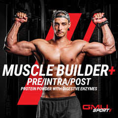 GMU SPORT Muscle Builder+ ingredients close-up with creatine and HMB for strength