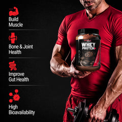 GMU SPORT Whey Protein+ chocolate powder hints at indulgent taste with clean ingredients.