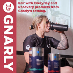 Pouring Gnarly Collagen Pro into a drink.