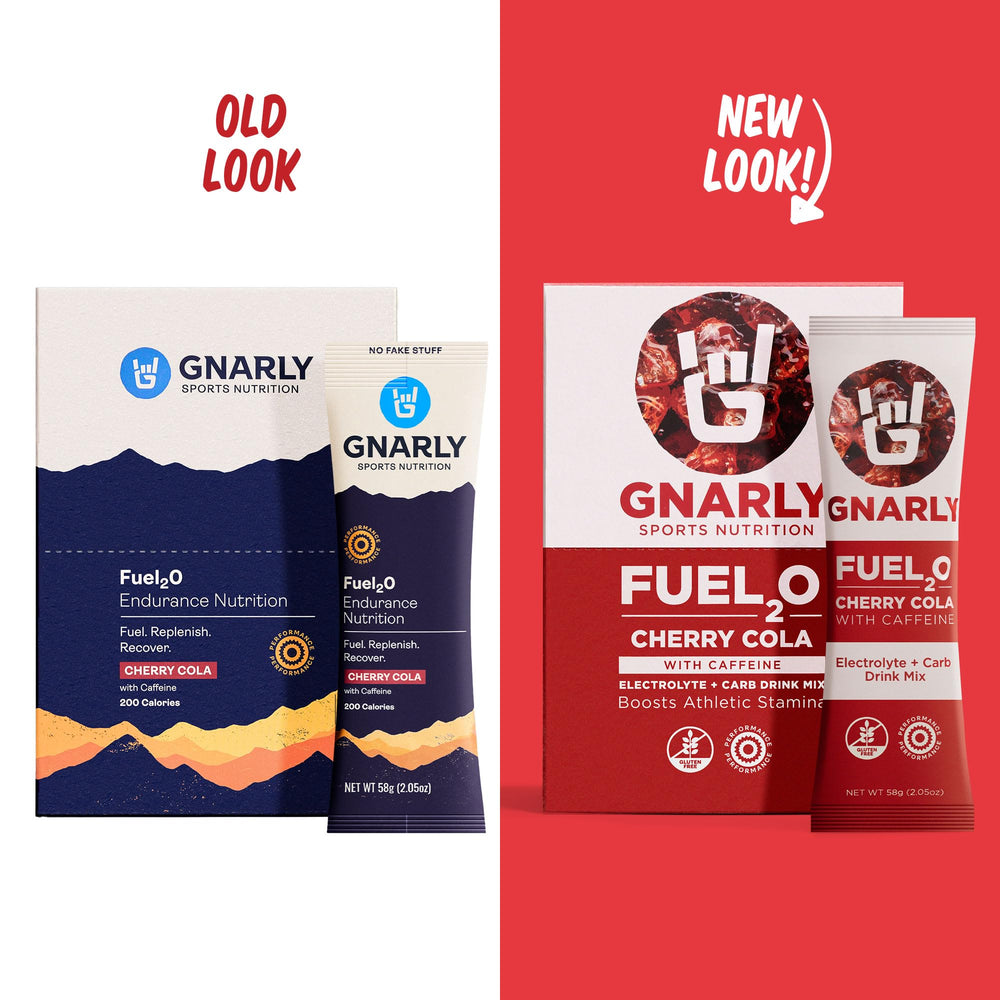 Gnarly Fuel2O Cherry Cola dissolving powder blends for electrolytes
