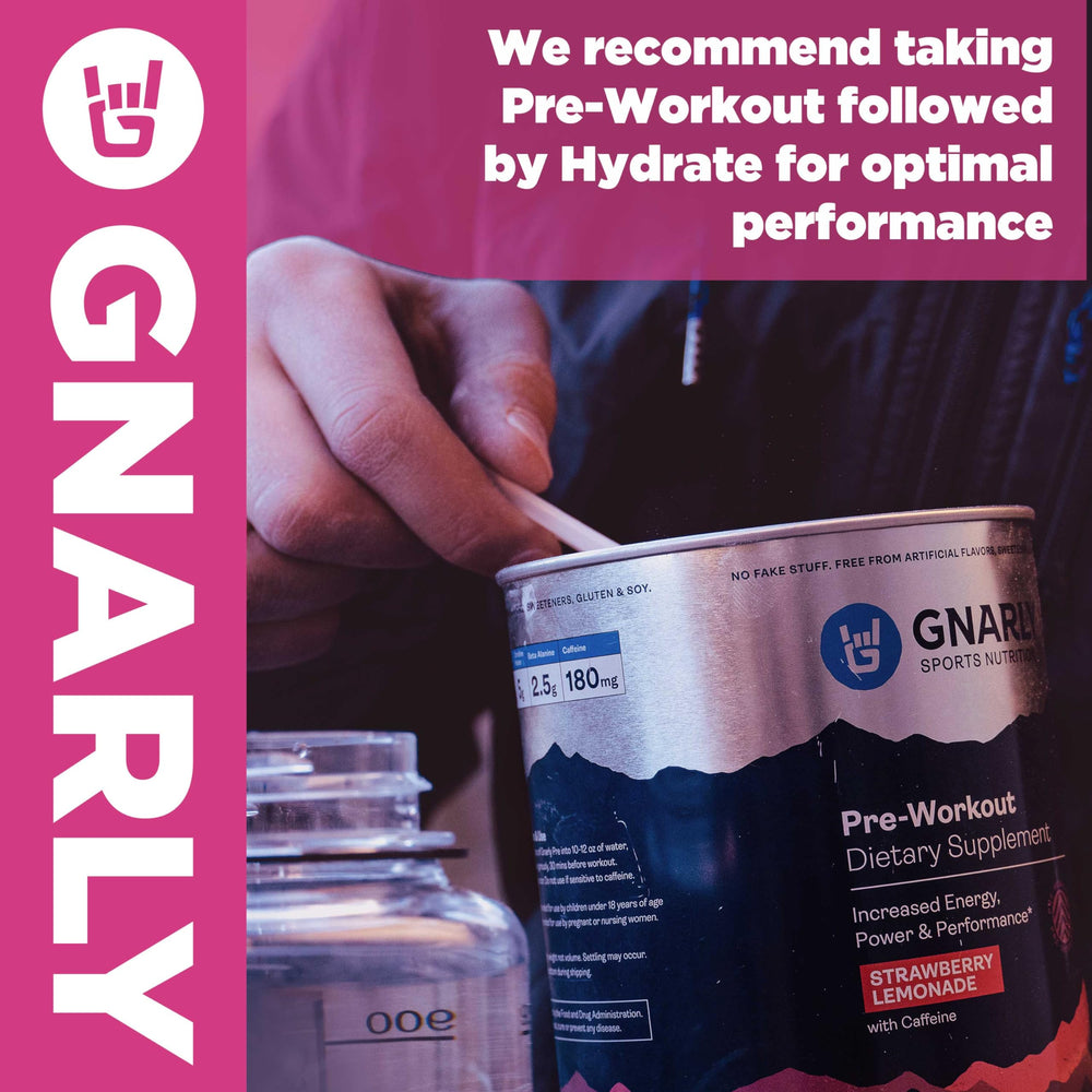 Gnarly Hydrate during training, bottle in hand for steady hydration.