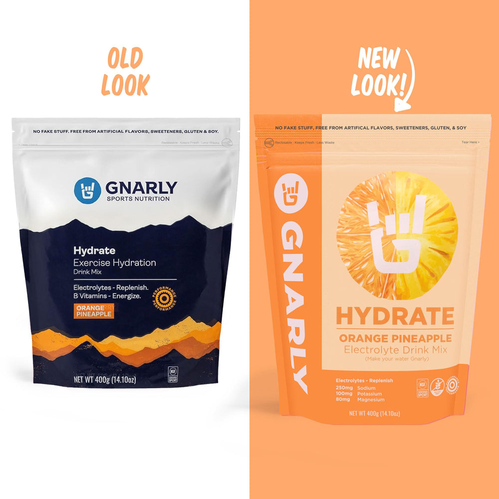 Gnarly Hydrate powder dissolving in water for easy hydration.