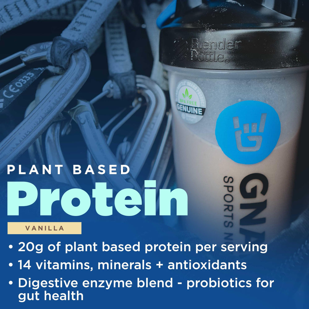 Gnarly Nutrition vegan protein vanilla ingredients visual with pea and chia