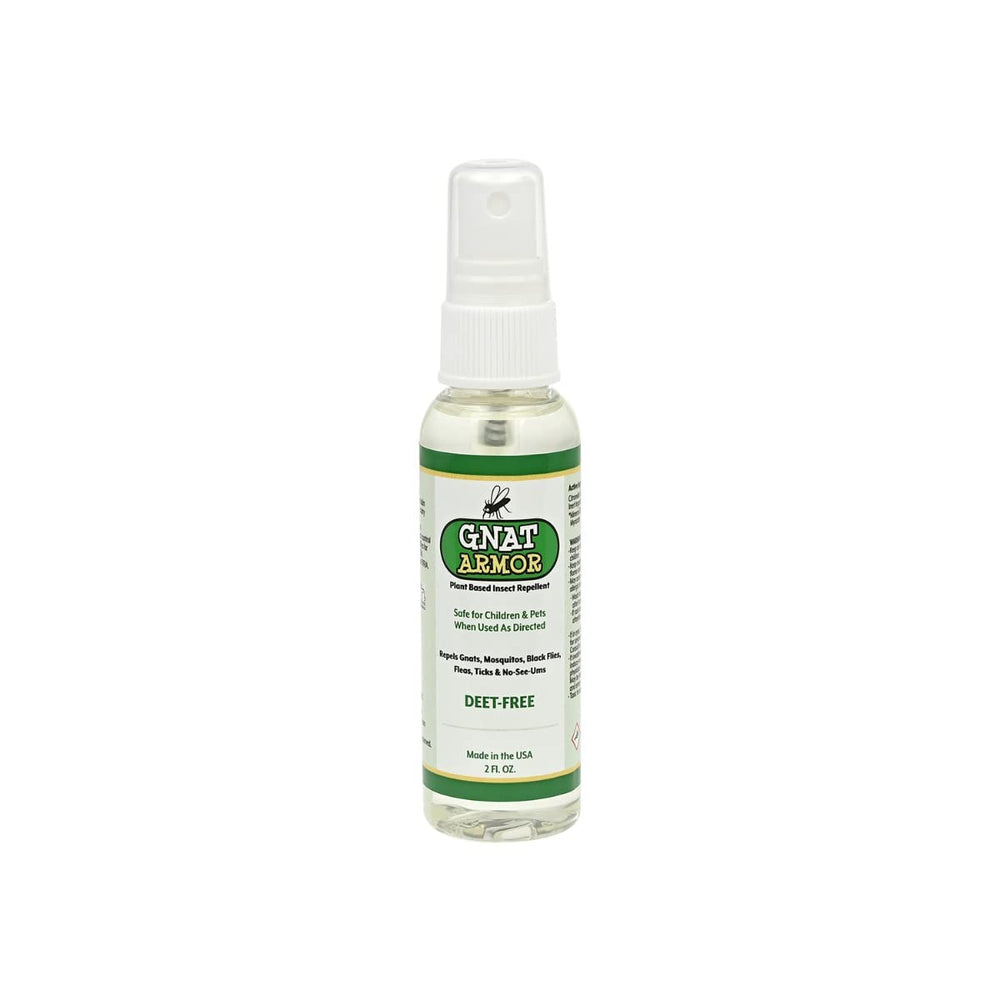 Gnat Armor kids bug spray bottle back view showing spray nozzle