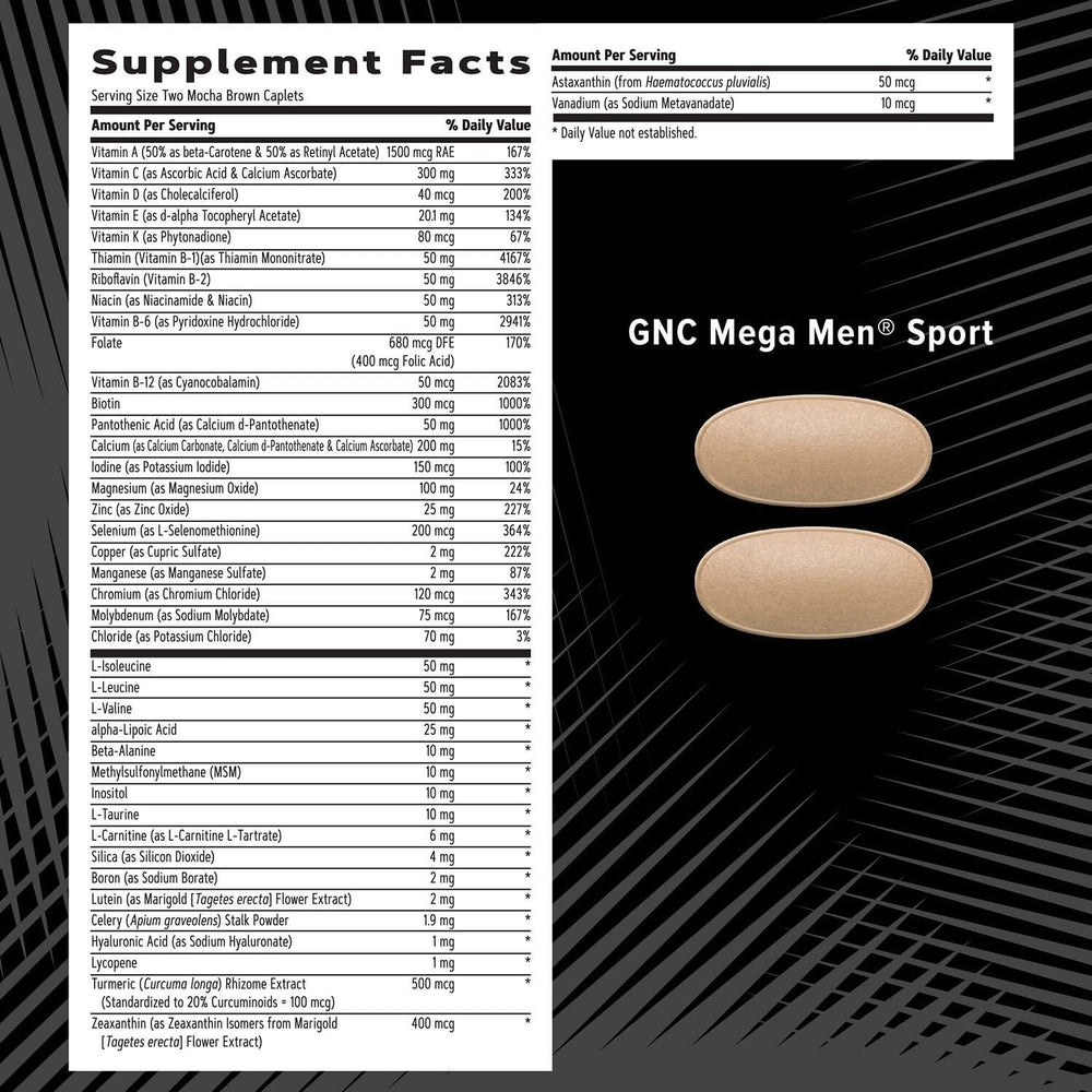 GNC AMP Men’s Vitapak with caffeine boost hints at quick alertness during workouts