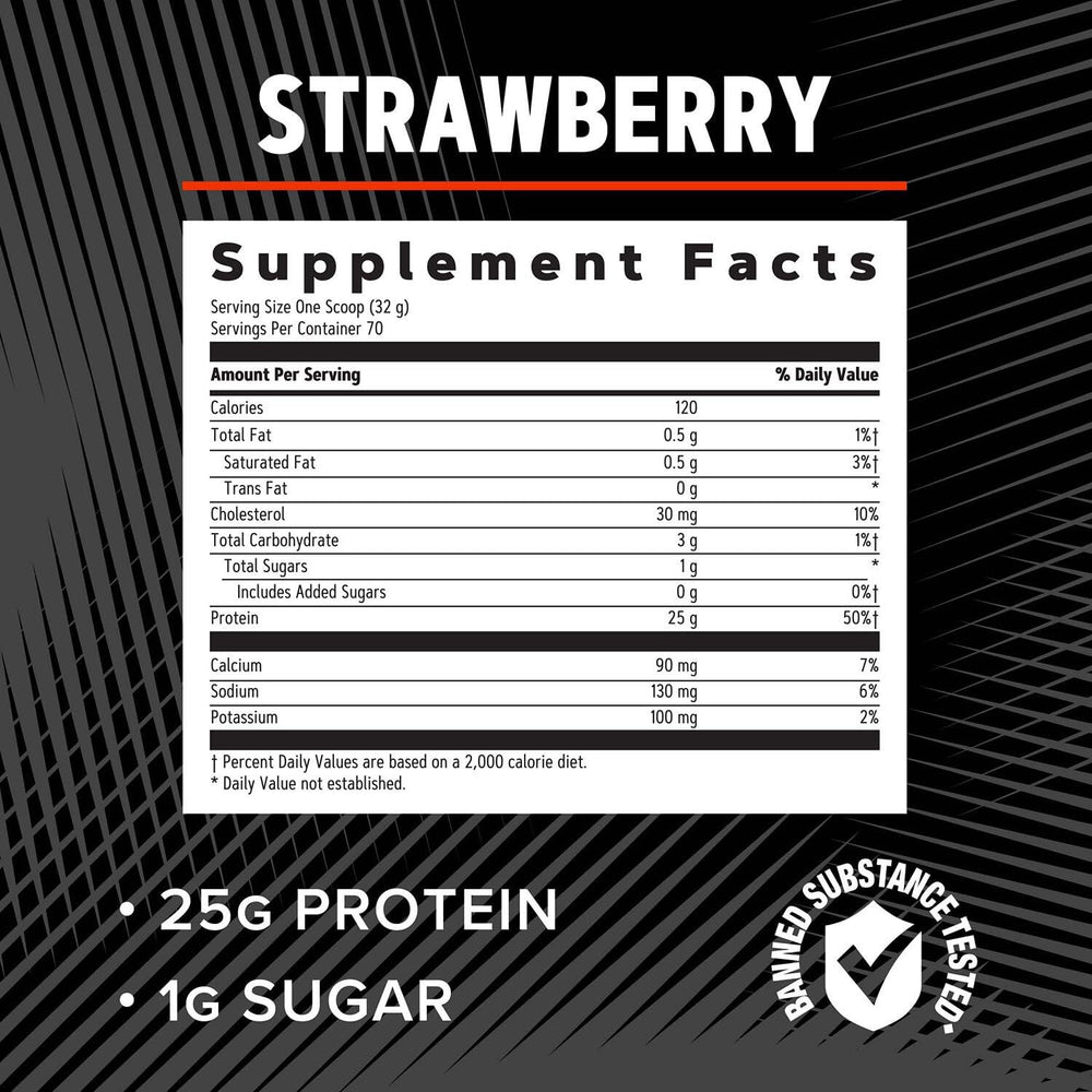GNC AMP Pure Isolate Whey Protein Strawberry powder in jar signals convenient protein access