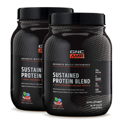 GNC AMP Sustained Protein Blend Cinnamon Toast tub ready for daily protein support