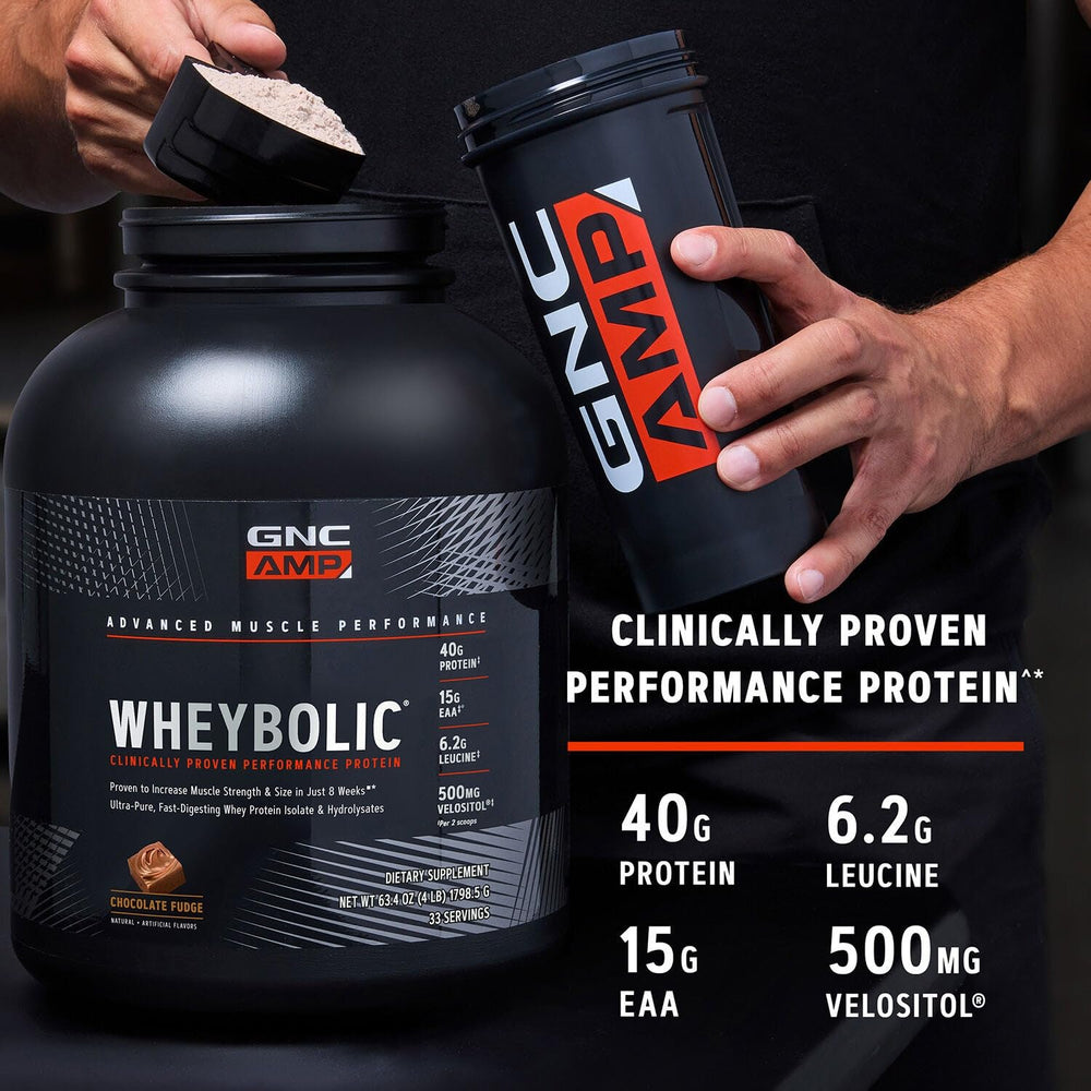 GNC AMP Wheybolic gluten-free symbol on container for dietary considerations.