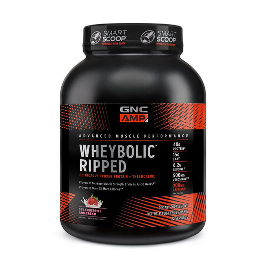 GNC AMP Wheybolic Ripped front label shows flavor for post-workout use