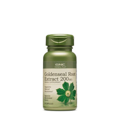 GNC Herbal Plus Goldenseal bottle displays label and serving information, suggesting natural support.