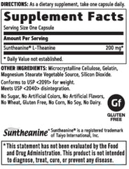 GNC L-Theanine 200mg capsules inside view for easy relaxation.