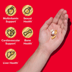GNC Mega Men 40+ vitapak top view highlights easy-to-use daily pack.