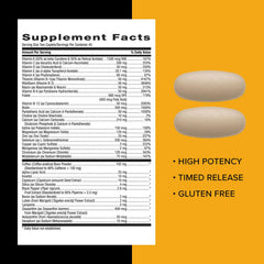 GNC Mega Men Energy Metabolism tablet pour scene suggests convenient daily use.