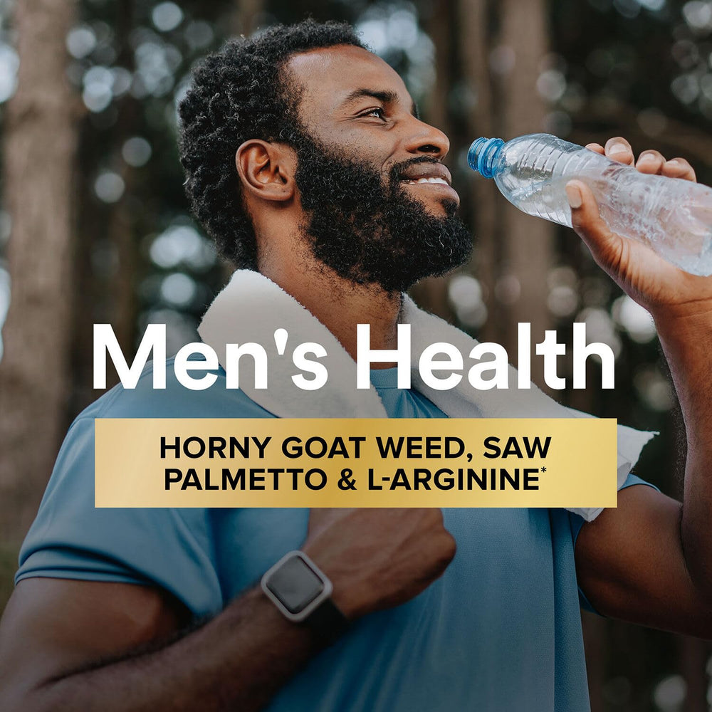 GNC Mega Men L-Arginine and herbs support vascular health.
