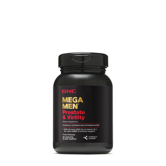 GNC Mega Men Prostate and Virility bottle cap detail for easy daily use.