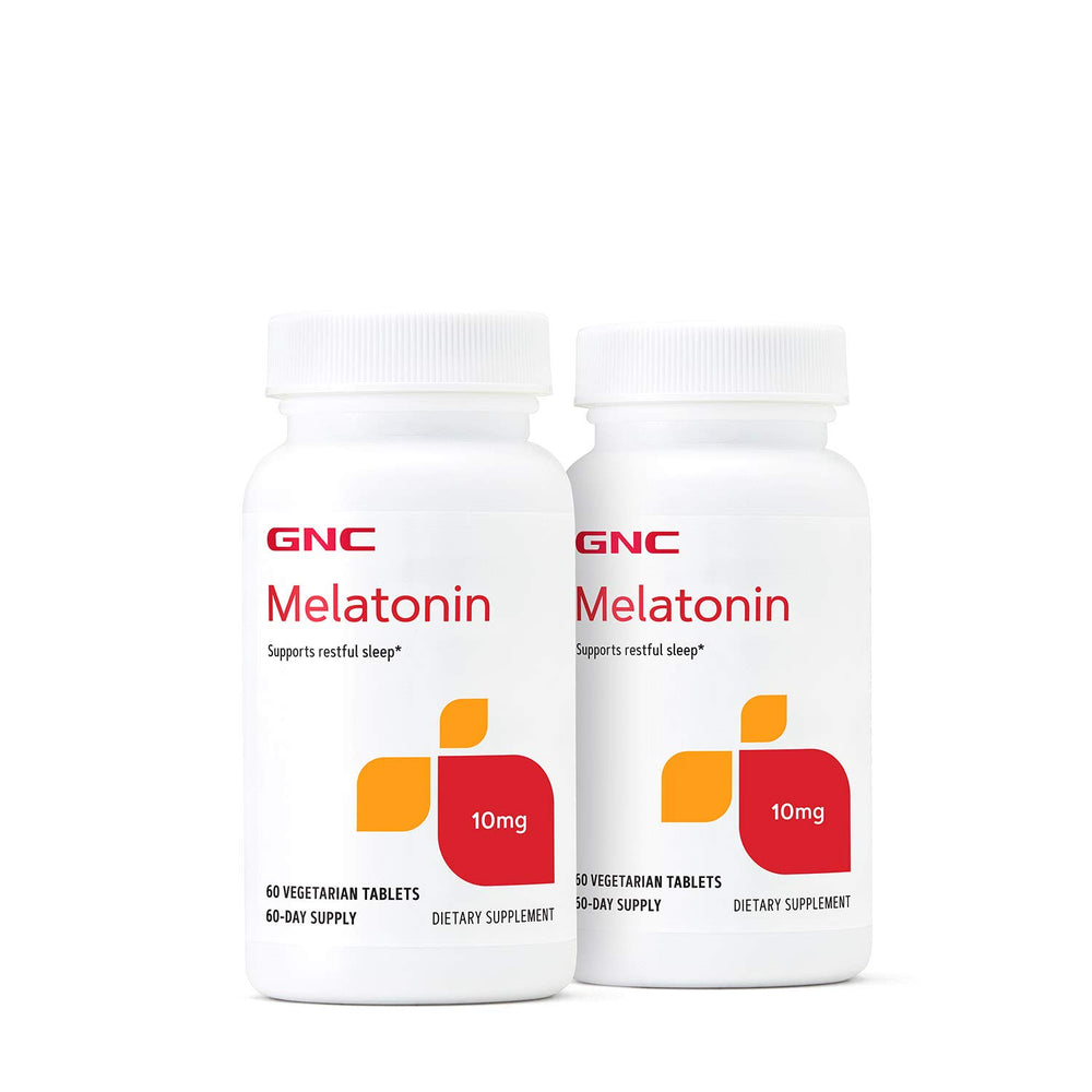 GNC Melatonin 3mg Twin Pack bottle front supports restful sleep