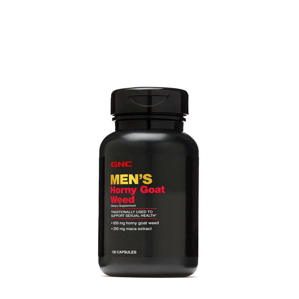 GNC Men's Horny Goat Weed bottle with 120 capsules for daily sexual health support