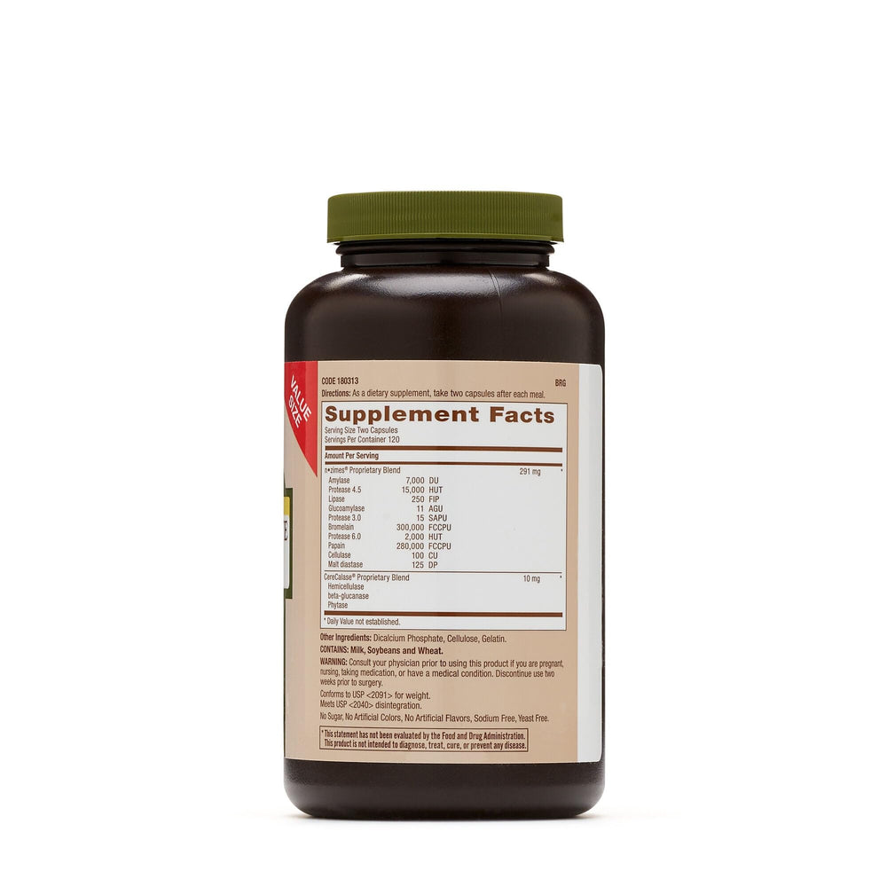 GNC Super Digestive Enzymes capsules close-up aids fat and protein digestion