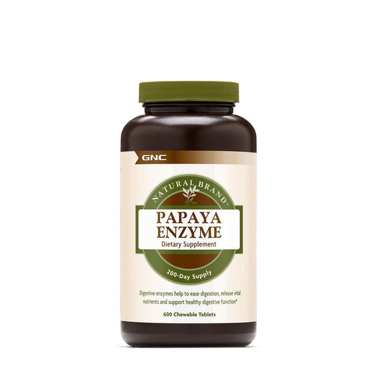 GNC Papaya Enzyme chewable tablets, front view, for digestion support.