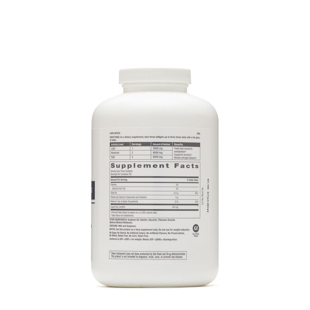 GNC Pro Performance Amino 3000 bottle open showing capsules for easy dosing