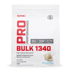 GNC Bulk 1340 scoop inside shaker bottle for easy high-calorie shakes