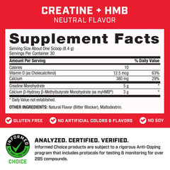 GNC Pro Performance Creatine Monohydrate + HMB powder designed for easy daily mixing