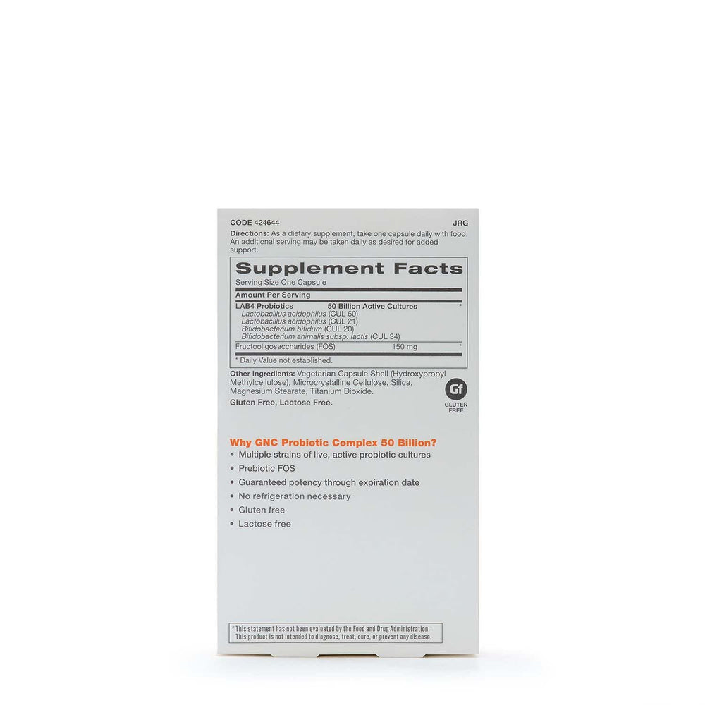 GNC Probiotic Complex capsules showing multi-strain formula for gut balance