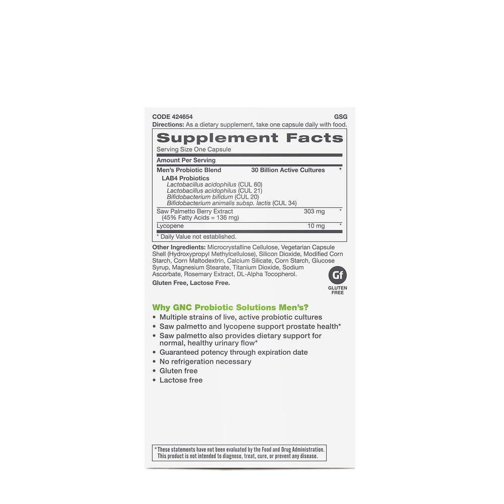 GNC Probiotic Solutions Men's capsules shown for daily probiotic defense