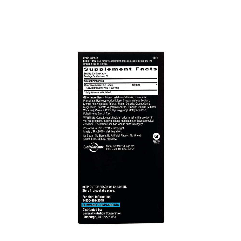 GNC Slimvance with HCA-standardized extract close-up and consistent potency.