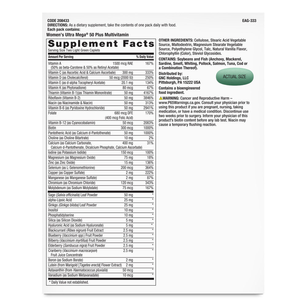 GNC Vitapak multivitamin tablets and cofactors for daily use