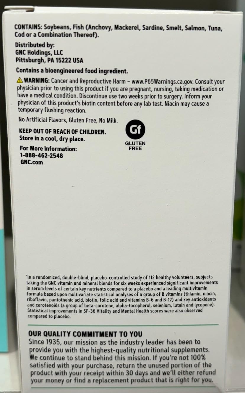 GNC Women's Multivitamin 50+ gluten-free formula for clean daily use.