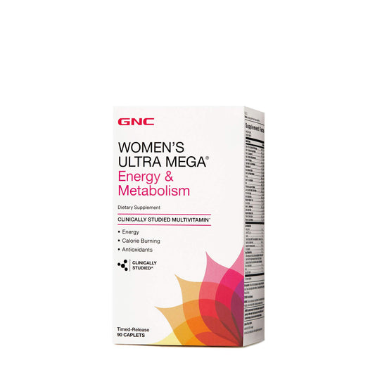 GNC Women's Ultra Mega Energy bottle view, daily energy support
