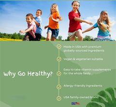 Go Healthy Natural manufacturing seal indicating USA facility quality