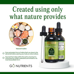 Go Nutrients Iodine Edge liquid close-up signals premium tincture quality.